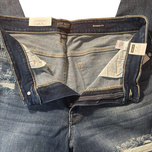 Judy Blue Boyfriend Jeans Women's 16W High Rise Relaxed Fit Ripped Stretch Denim - Picture 4 of 15